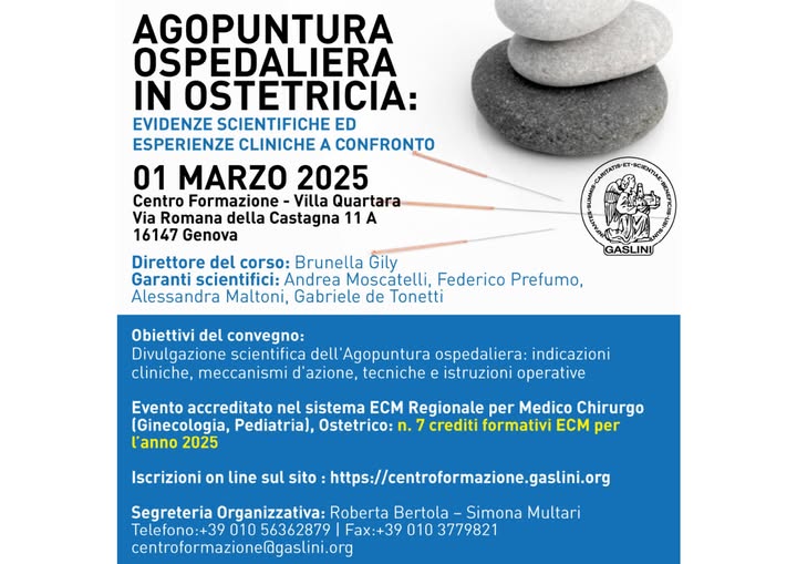 Clicca per accedere all'articolo Corso di formazione "Agopuntura ospedaliera in ostetricia"